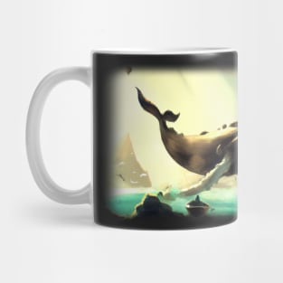 Whale floating in the sky Mug